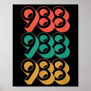 Selbstmordbewusstsein - Shirt 988 - Suizidpräventi Poster