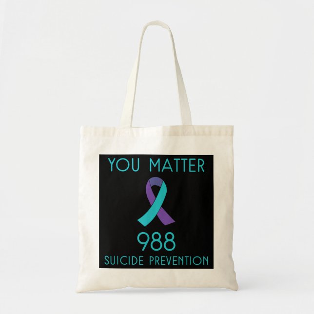 Selbstmordbewusstsein - Shirt 988 - Suizidpräventi Tragetasche (Vorne)