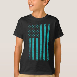 Selbstmordbewusstsein US-Flagge Aquamarinen Lila A T-Shirt