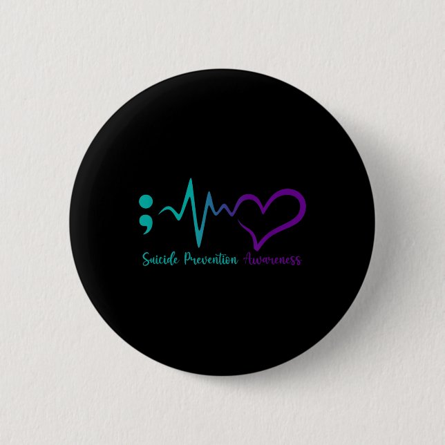 Selbstmordpräventions-Bewusstseinsmonat Semikolon  Button (Vorderseite)