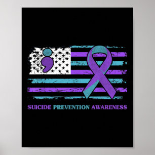 Selbstmordpräventions-Schleife American Flag Shirt Poster
