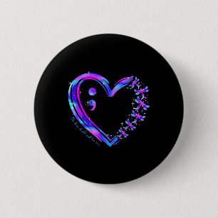 Selbstmordpräventionsbewusstsein Türkis Lila Herz Button