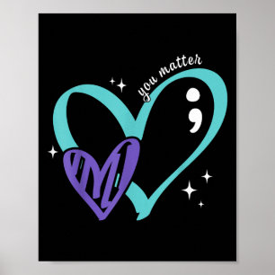 Selbstmordpräventionsbewusstsein Türkis & Lila Poster