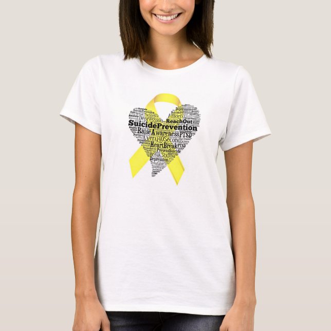 Selbstmordverhinderungs-Herz schlichtes weißes T-Shirt (Vorderseite)