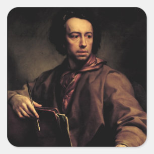 Selbstportrait, 1773 (Öl auf Tafel) Quadratischer Aufkleber