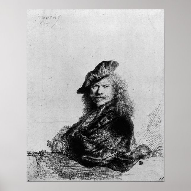 Selbstportrait auf einer Steinplatte, 1639 Poster (Vorne)