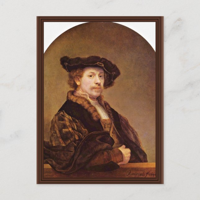 Selbstportrait im Alter von 33 Jahren von Rembrand Postkarte (Vorderseite)
