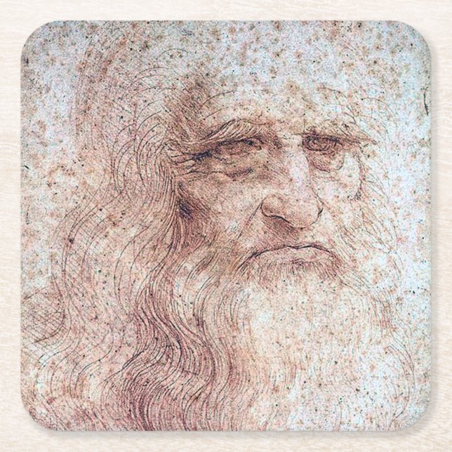 Selbstportrait, Leonardo da Vinci Rechteckiger Pappuntersetzer (Vorderseite)