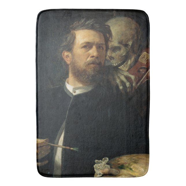 Selbstportrait mit dem Tod als Geiger (von Böcklin Badematte (Vorderseite Vertikal)