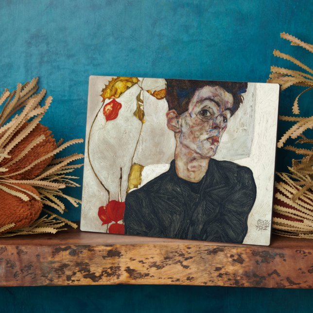 Selbstportrait mit Physalis | Egon Schiele | Fotoplatte (Seite)