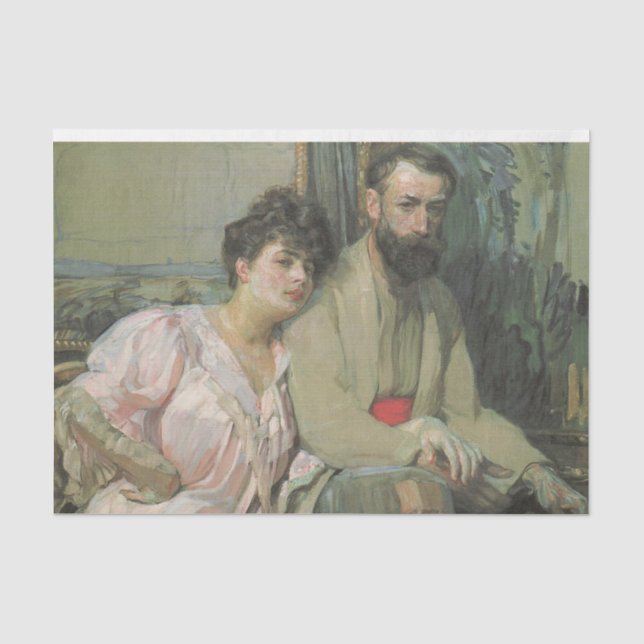 Selbstportrait mit seiner Ehefrau (von Frantisek K Seidenpapier (Vorderseite)
