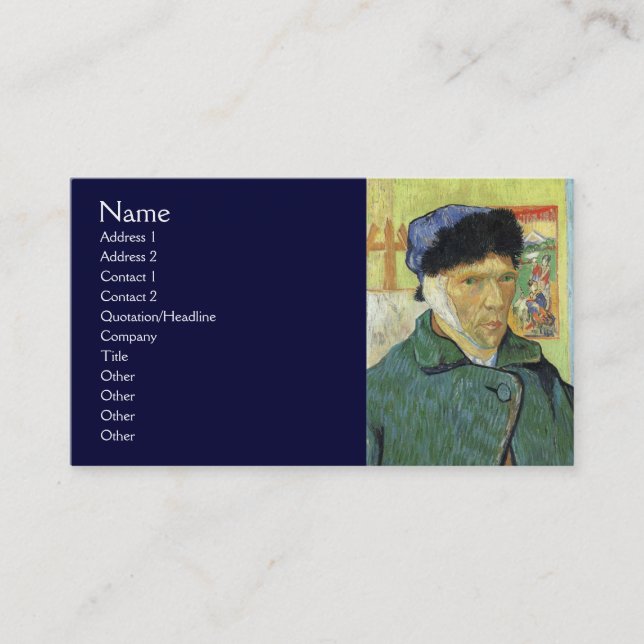 Selbstportrait mit verbanntem Ohr von Van Gogh Visitenkarte (Vorderseite)