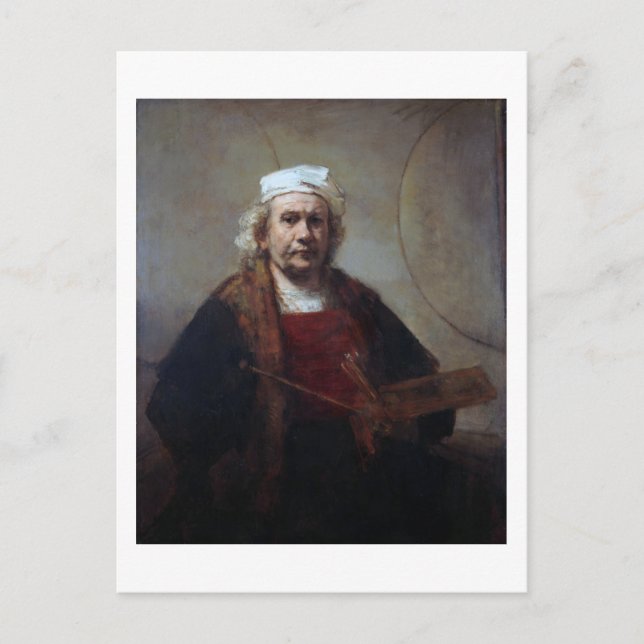 Selbstportrait mit zwei Kreisen, Rembrandt Postkarte (Vorderseite)