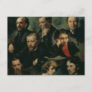 Selbstportrait und Portraits der Freunde, 1864 Postkarte