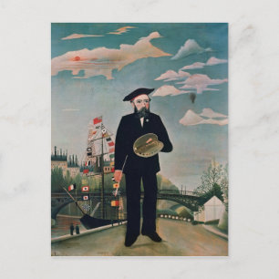 Selbstportrait, von L'ile Saint-Louis, 1890 Postkarte