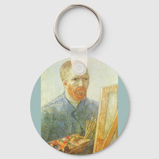 Selbstportrait vor Easel, Vincent van Gogh Schlüsselanhänger (Vorderseite)