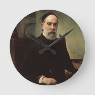 Selbstporträt, 1878 (Öl auf Leinwand) Runde Wanduhr