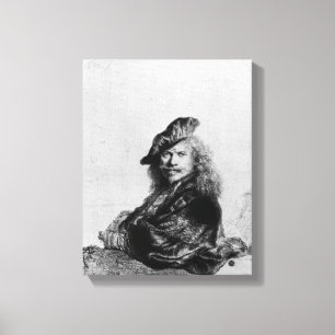 Selbstporträt, das auf einer Steinschwelle, 1639 Leinwanddruck