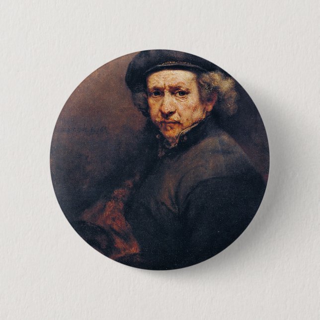Selbstporträt, durch Rembrandt (beste Qualität) Button (Vorderseite)