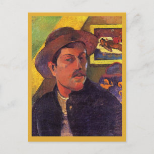 Selbstporträt mit Hut, Paul Gauguin, Postkarte
