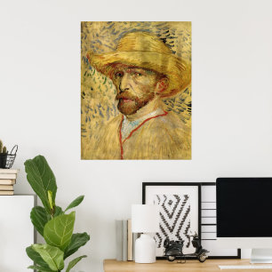 Selbstporträt mit Strohhut von Vincent van Gogh Poster