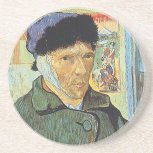 Selbstporträt mit verbundenem Ohr von Vincent van  Sandstein Untersetzer
