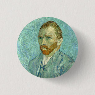 Selbstporträt Vincent Van Gogh mit blauem Hintergr Button