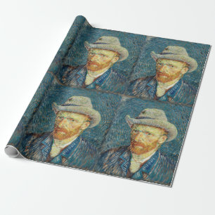 Selbstporträt Vincent Van Gogh mit grauem Filzhut Geschenkpapier