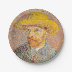 Selbstporträt Vincent Van Gogh mit Strohhut Pappteller