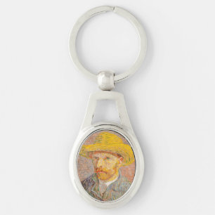 Selbstporträt Vincent Van Gogh mit Strohhut Schlüsselanhänger