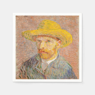 Selbstporträt Vincent Van Gogh mit Strohhut Serviette