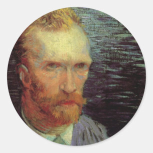Selbstporträt Vincent van Gogh, Vintage-Fine-Art Runder Aufkleber