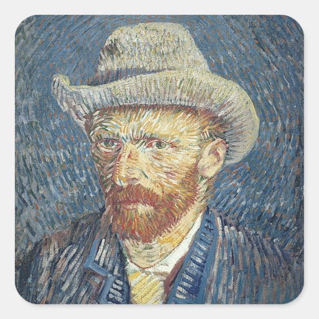 Selbstporträt Vincent van Goghs | mit geglaubtem Quadratischer Aufkleber (Vorderseite)