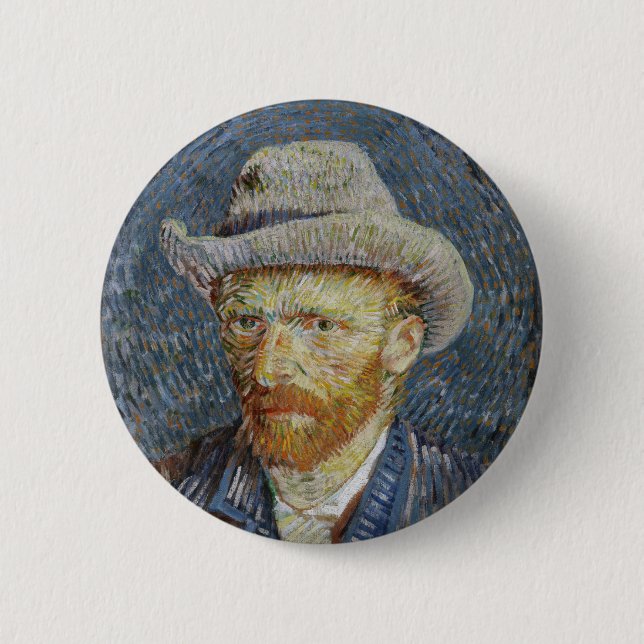 Selbstporträt von Van Gogh mit grauem Filzhut Male Button (Vorderseite)