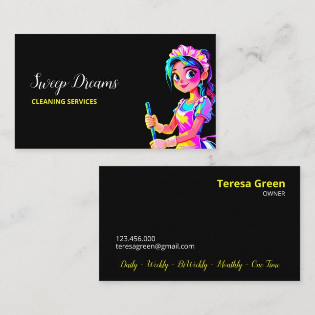 Selbstständige Hausfrau Black Visitenkarte (Vorne/Hinten)