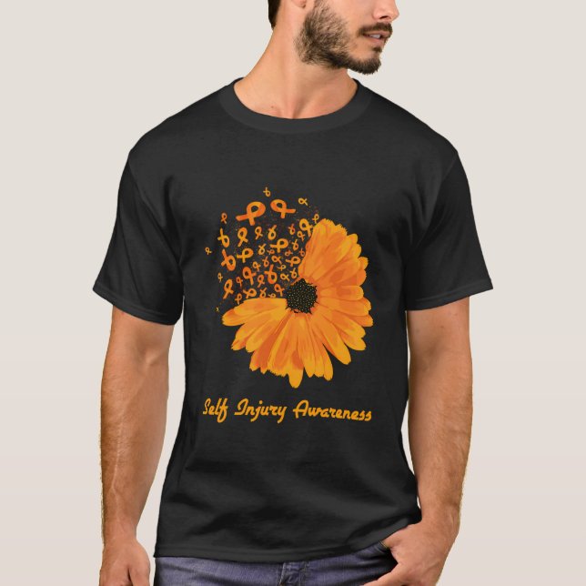 Selbstverletzendes Bewusstsein Orangen Sonnenblume T-Shirt (Vorderseite)