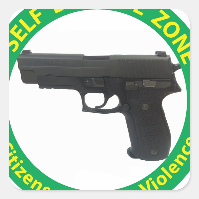 Selbstverteidigung Zone-Gewalt Quadratischer Aufkleber (Vorderseite)