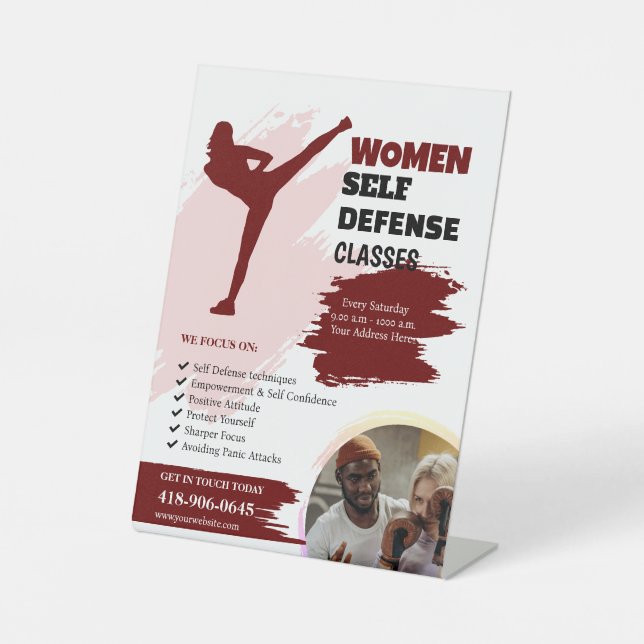Selbstverteidigungsklassenzeichen für Frauen Sockelschild (Vorderseite)