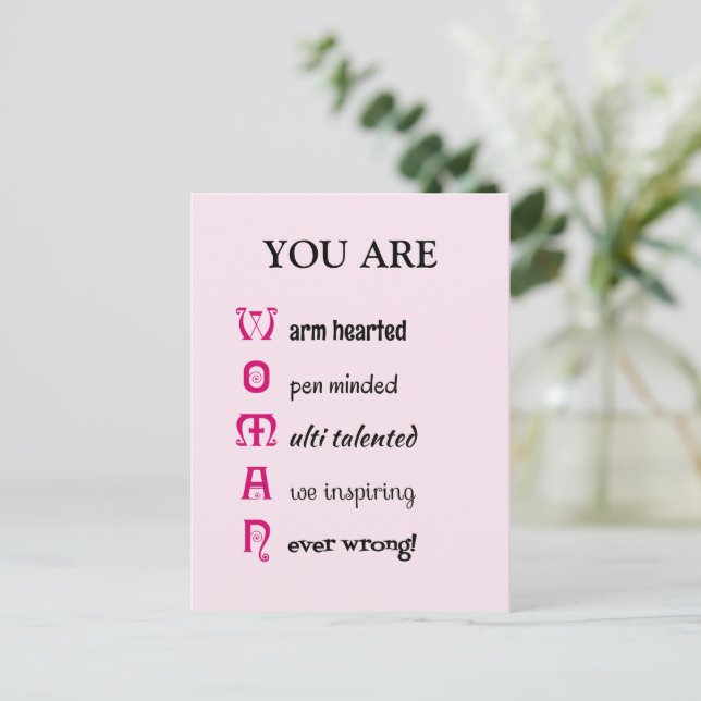 Selbstwertgefühl der Frau individuelle Name inspir Postkarte (Stehend Vorderseite)