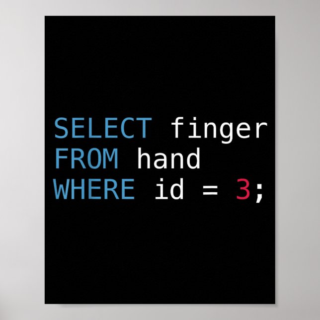 Select Finger From Hand Where Id = 3 Programmer Sq Poster (Vorne)