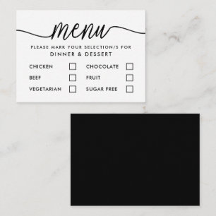 Sélection de menu simple noir et blanc moderne