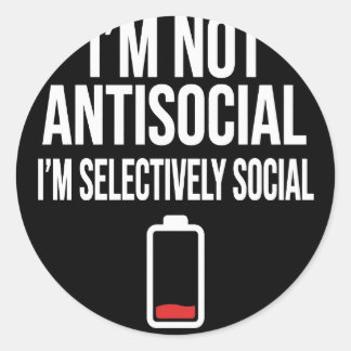 Selektiv soziale lustige Introvertierten-Shirt - L Runder Aufkleber