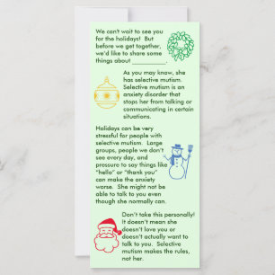 Selektiver Mutismus Weihnachtsmädchen-Flachkarte