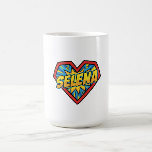 Selena Name Farbige Herz Comic Pop Art Geschenk Kaffeetasse