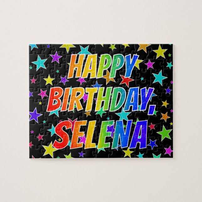 "SELENA" Vorname, Spaß "GLÜCKLICHER GEBURTSTAG" (Horizontal)