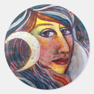 Selene Moon Goddess MoonChild Runder Aufkleber
