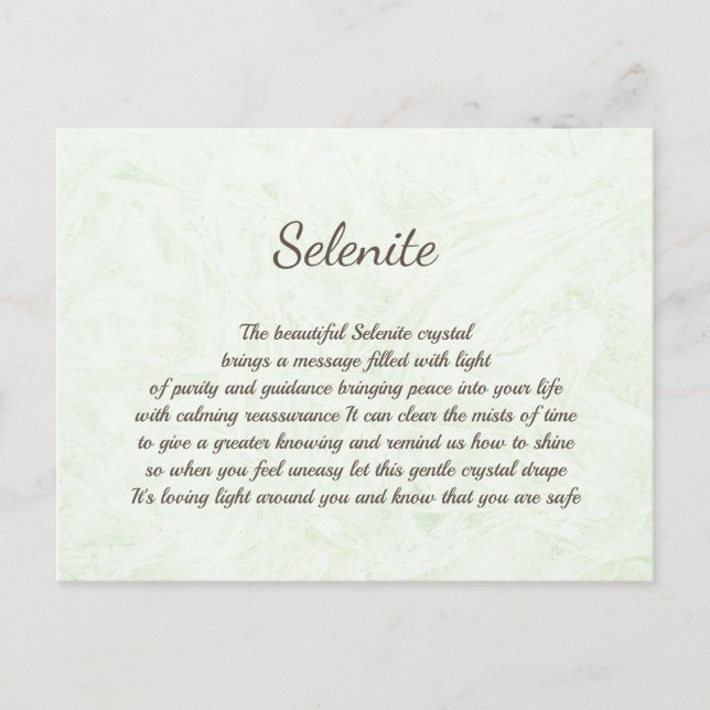Selenite Crystal Healing Design Postkarte (Vorderseite)