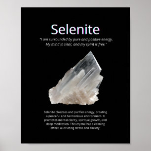 Selenite Crystal Stone Bedeutung Poster