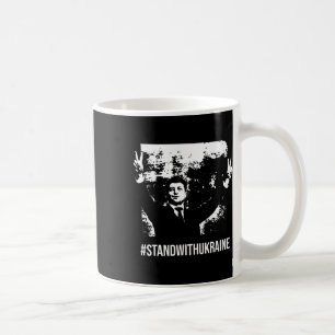 Selenskyj Steht mit der Ukraine Stopp Krieg Unters Kaffeetasse