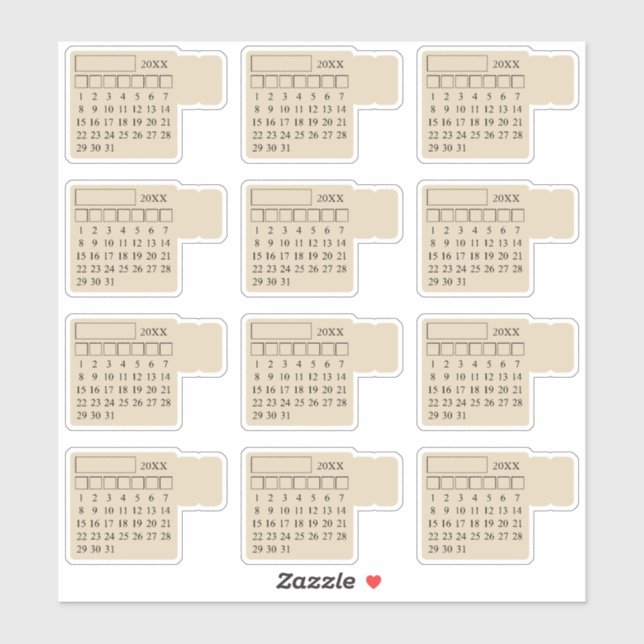 Self Adhesive Index Tabs Monthly Generic Calendar Aufkleber (Blatt)
